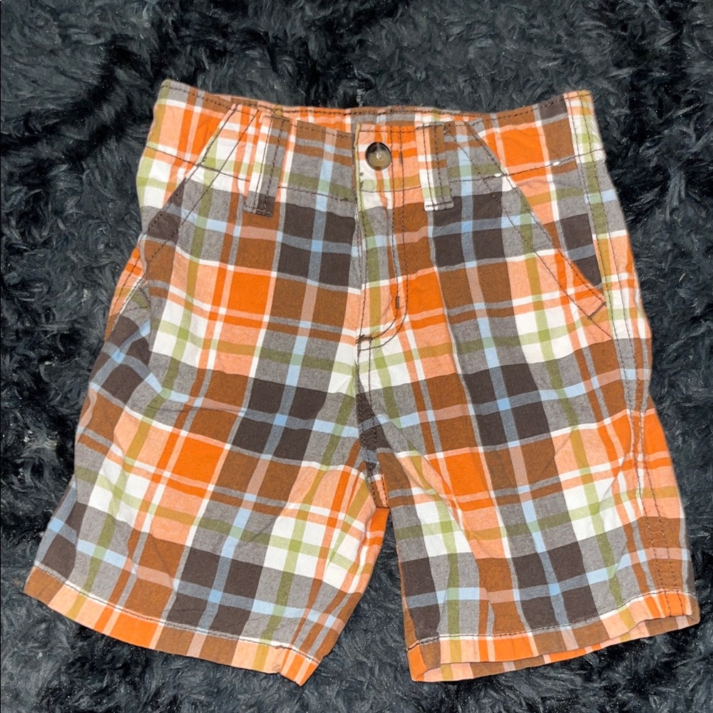 Gymboree Men's Plaid Shorts in Orange and Brown